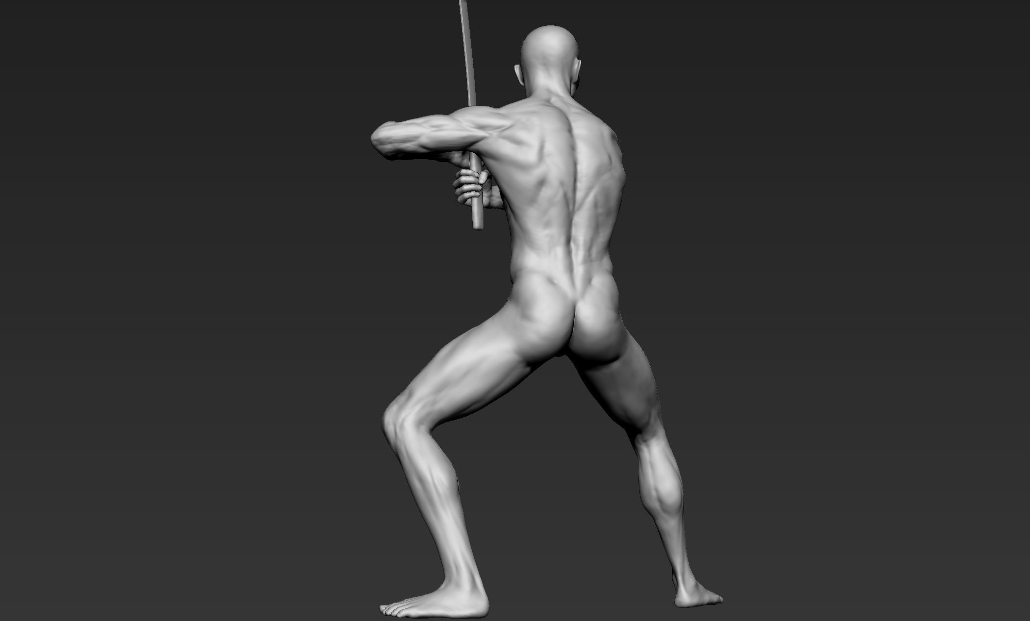 Male Warrior Pose 1 3D model_2