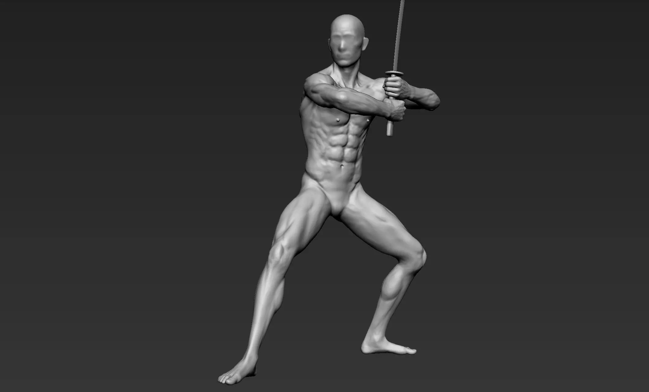 Male Warrior Pose 1 3D model_0
