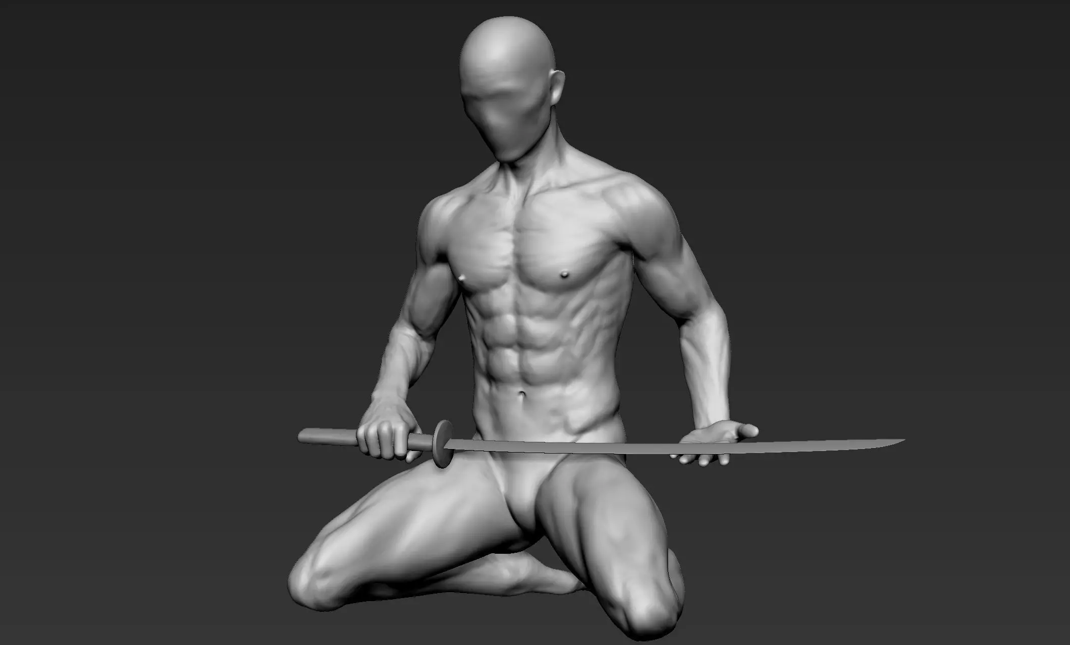 Male Warrior Pose 2 3D model_0