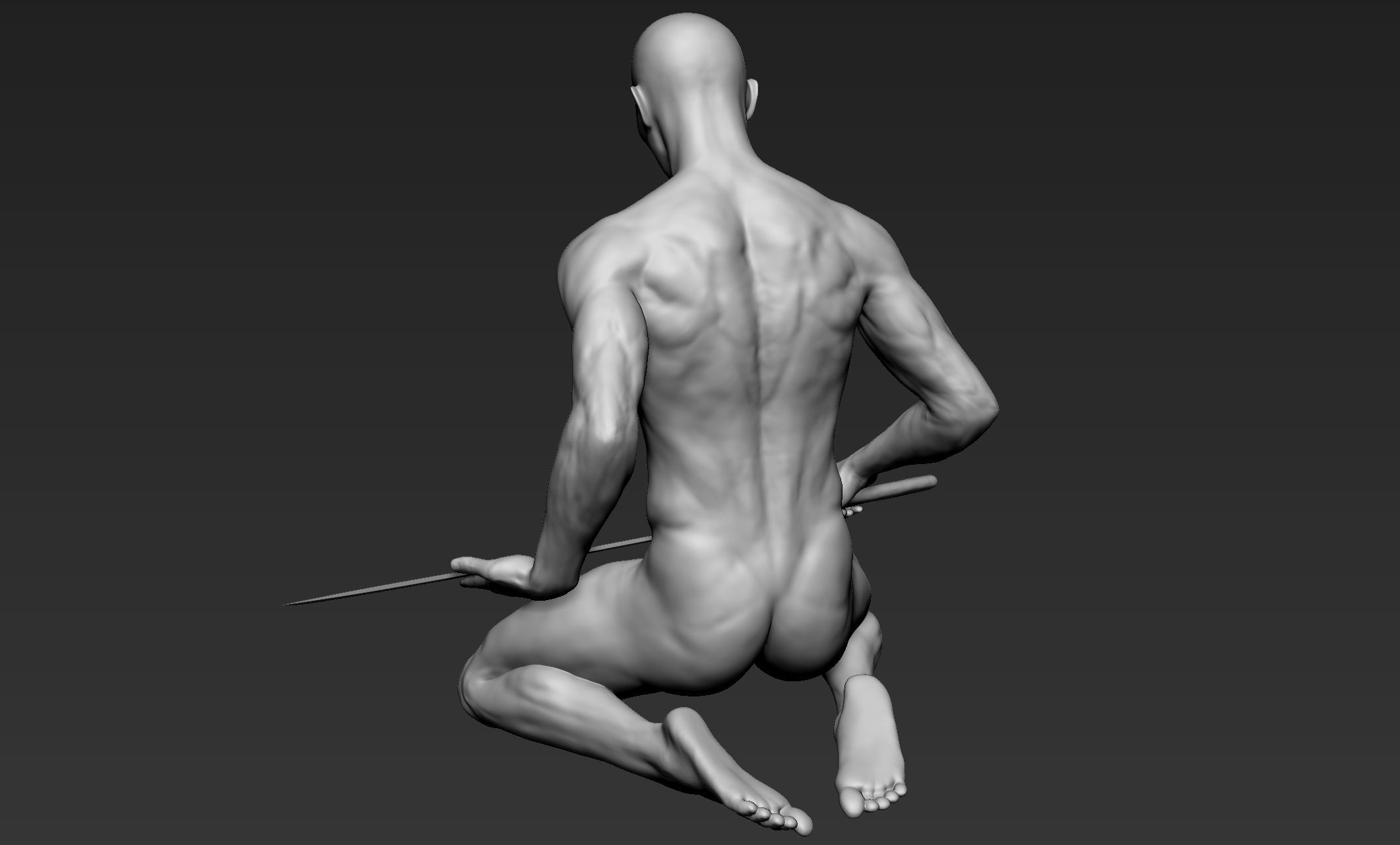 Male Warrior Pose 2 3D model_2