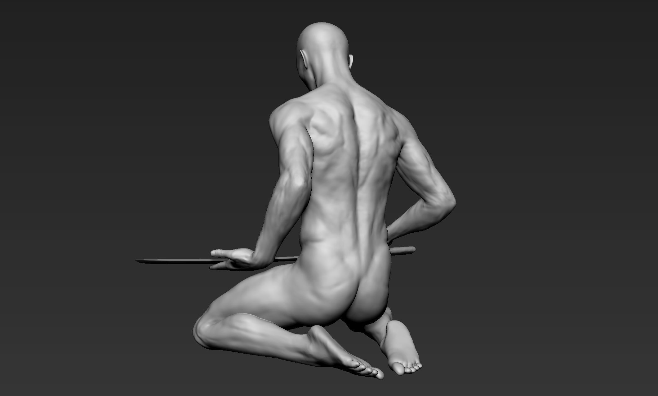 Male Warrior Pose 2 3D model_6