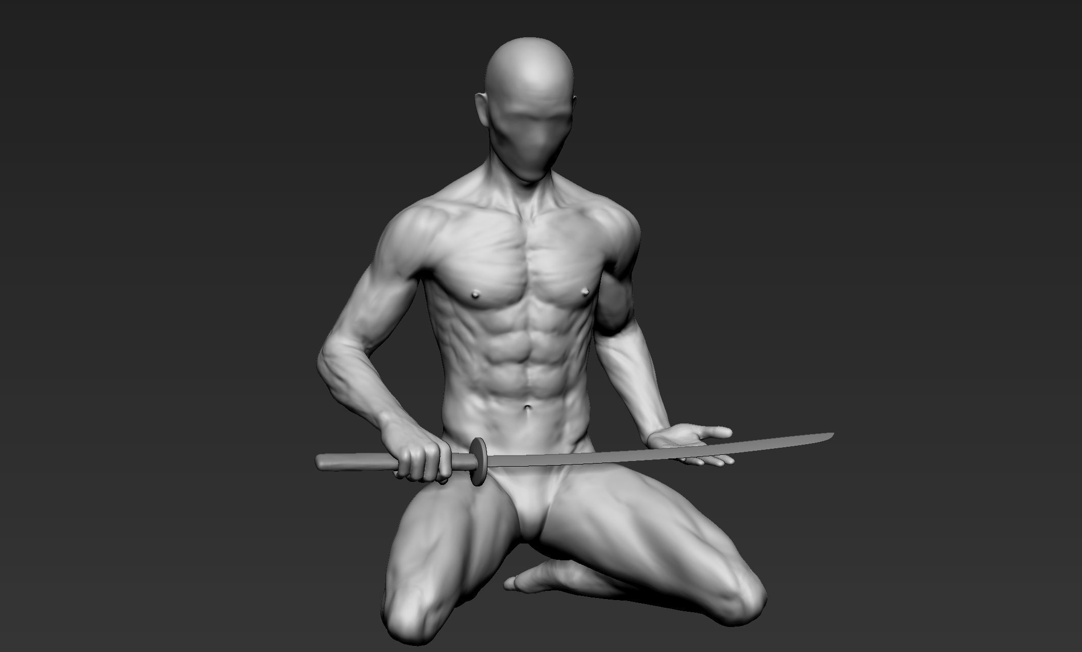 Male Warrior Pose 2 3D model_1