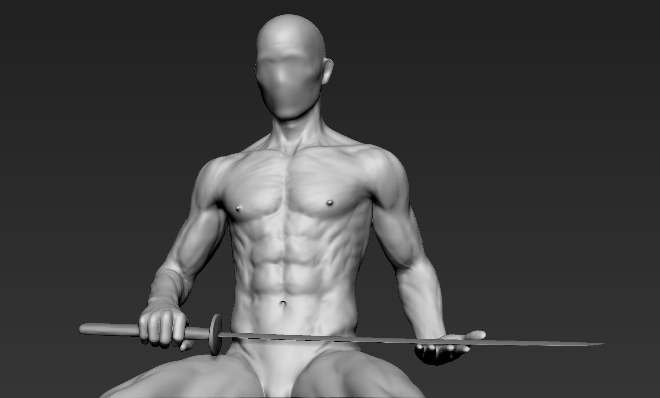Male Warrior Pose 2 3D model_4