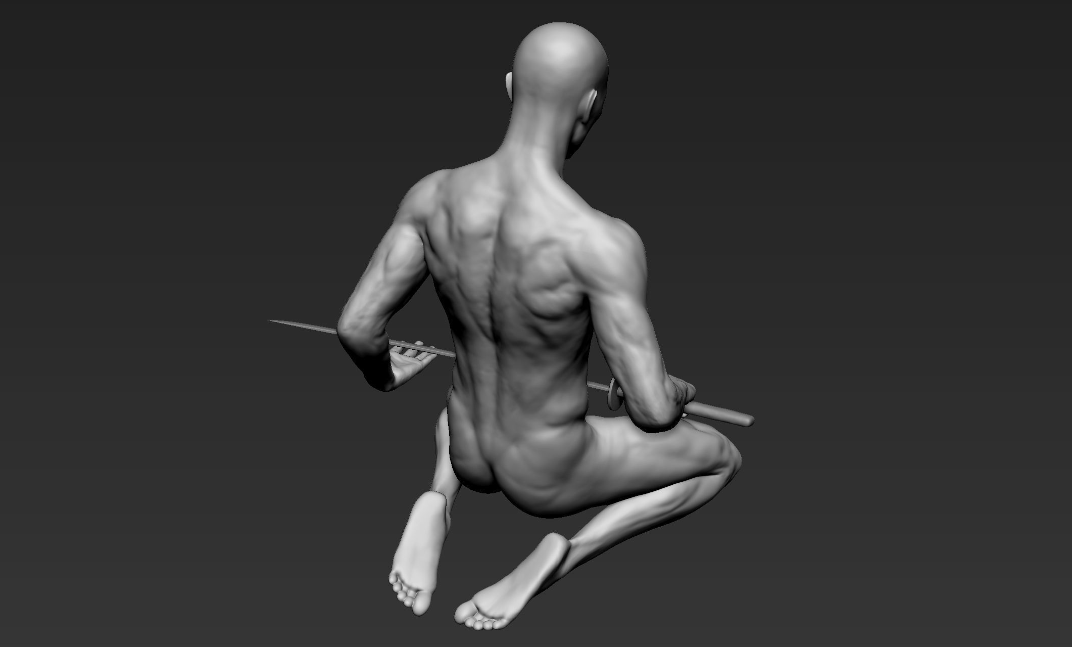 Male Warrior Pose 2 3D model_7