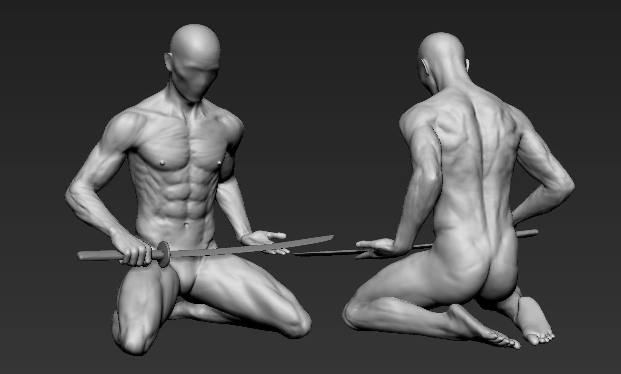 Male Warrior Pose 2 3D model_3