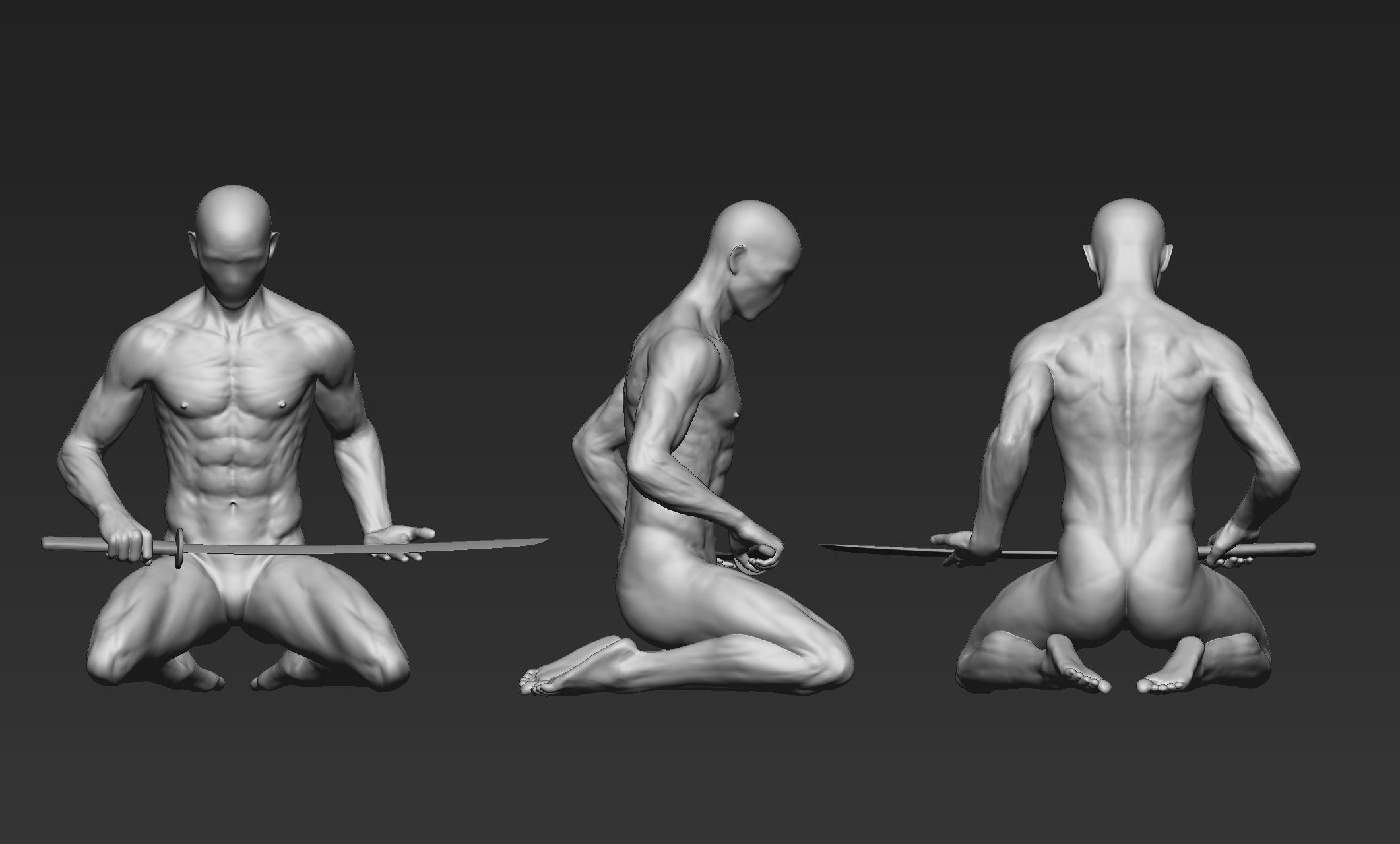 Male Warrior Pose 2 3D model_10