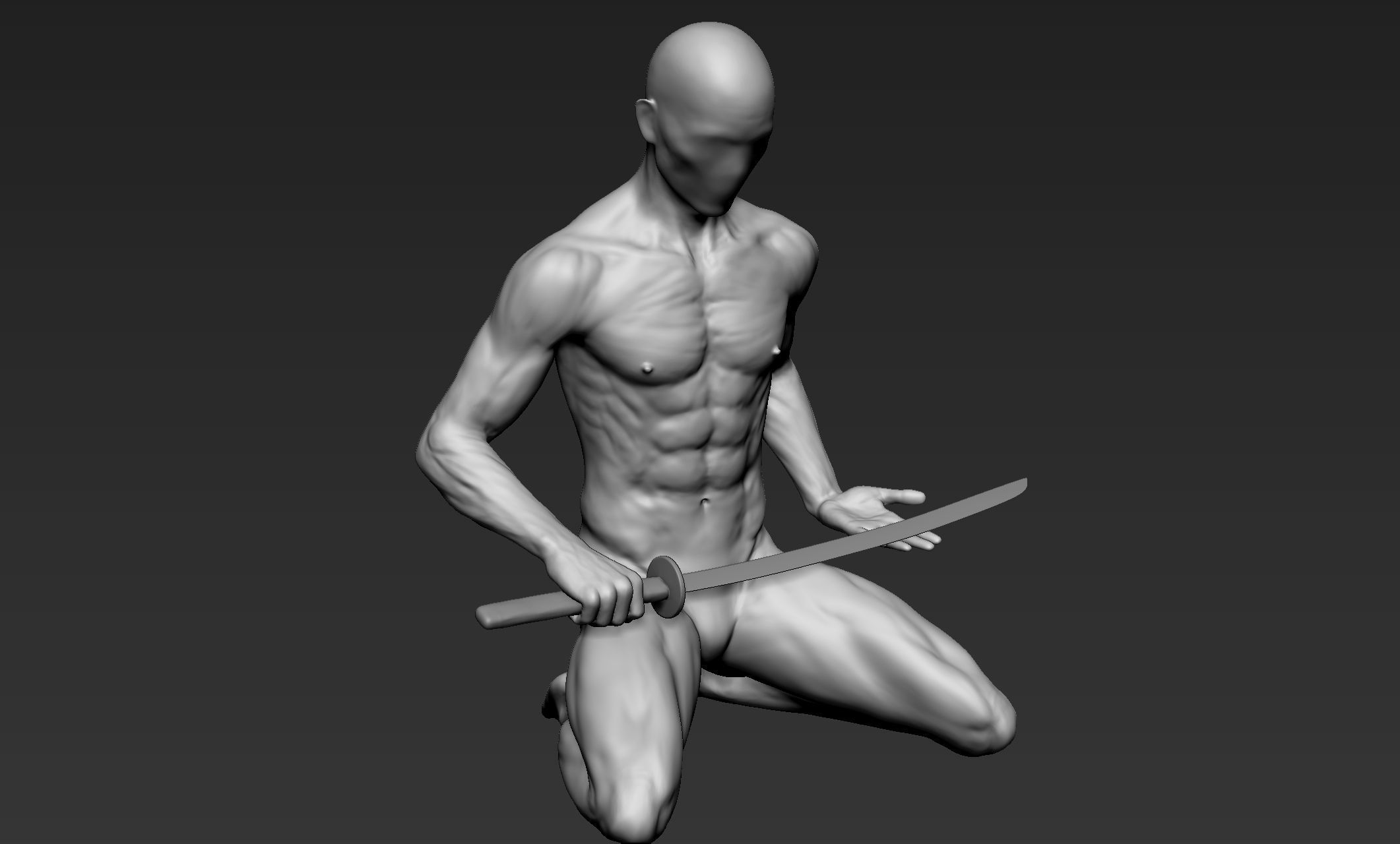 Male Warrior Pose 2 3D model_8
