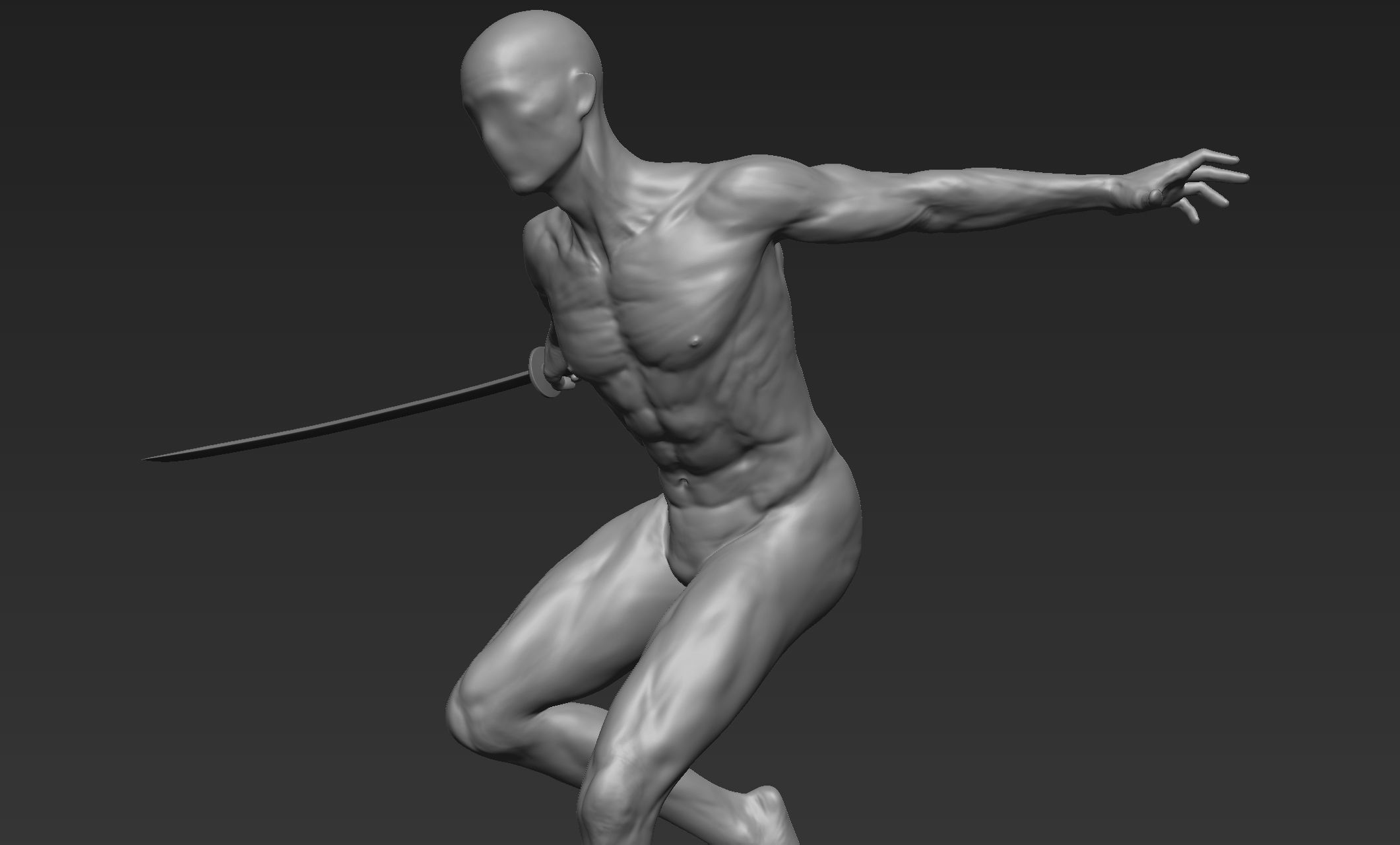 Male Warrior Pose 3 3D model_3