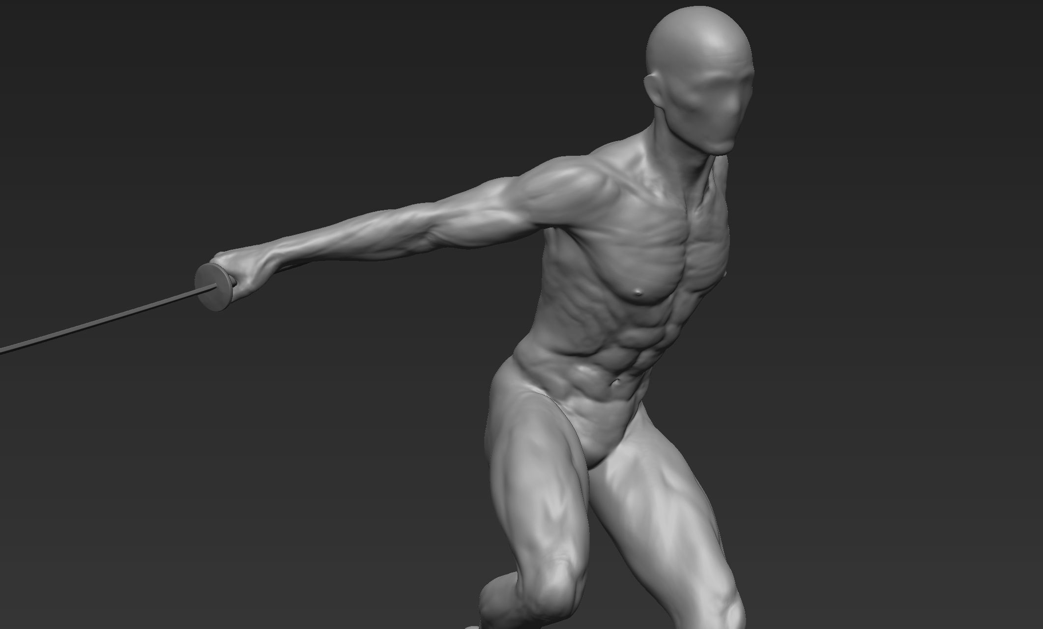 Male Warrior Pose 3 3D model_2