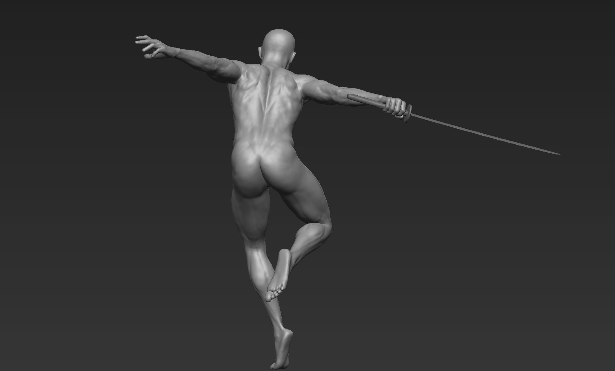 Male Warrior Pose 3 3D model_4