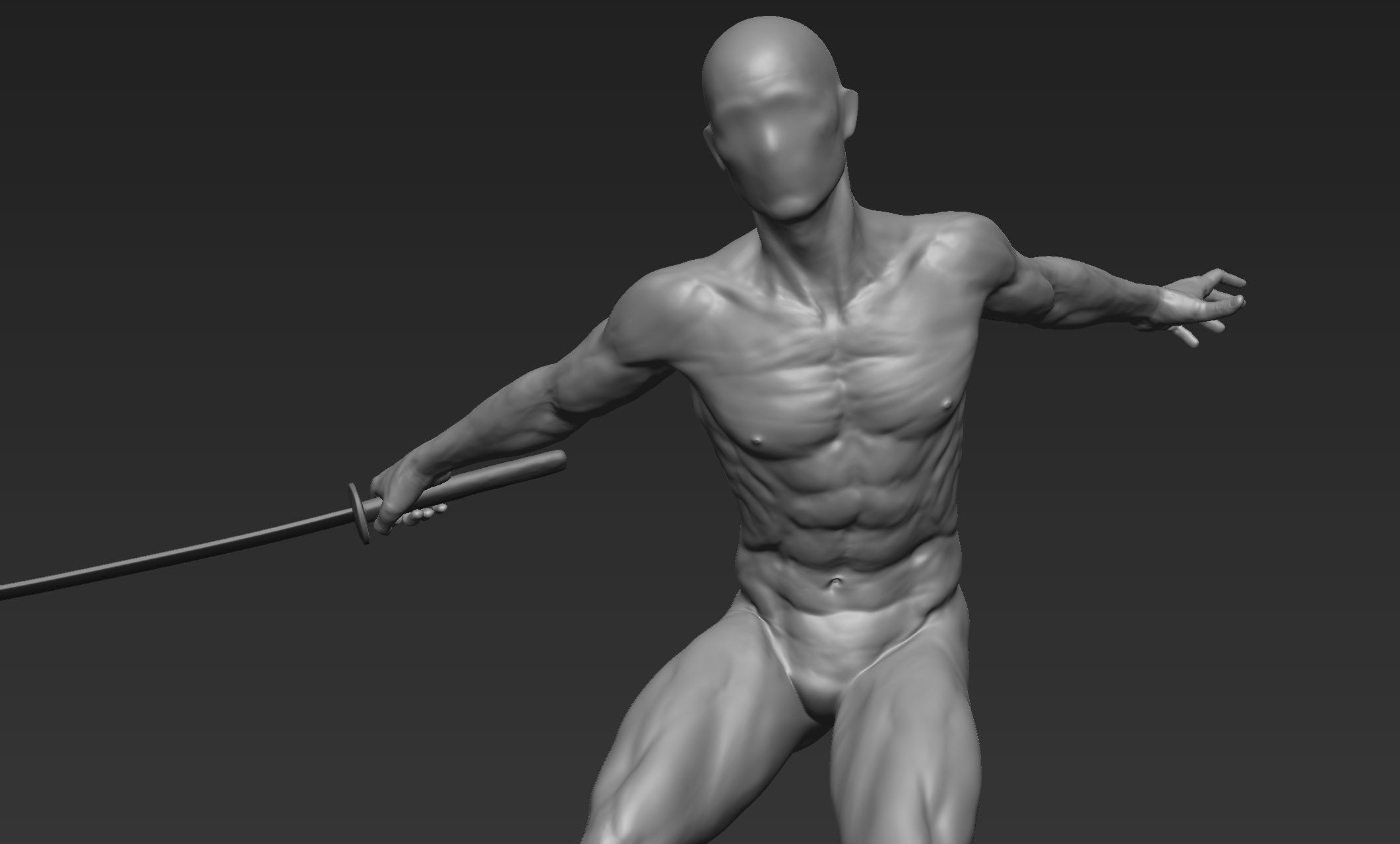 Male Warrior Pose 3 3D model_1