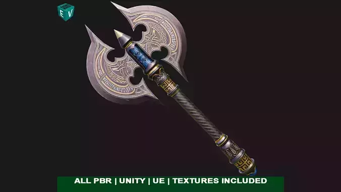  Battle Axe 02 All PBR Unity UE Textures Included  Low-poly 3D model
