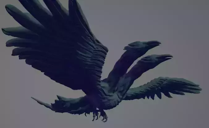 downpour two eagles flying in sky twin SI 5e swag 3D print model