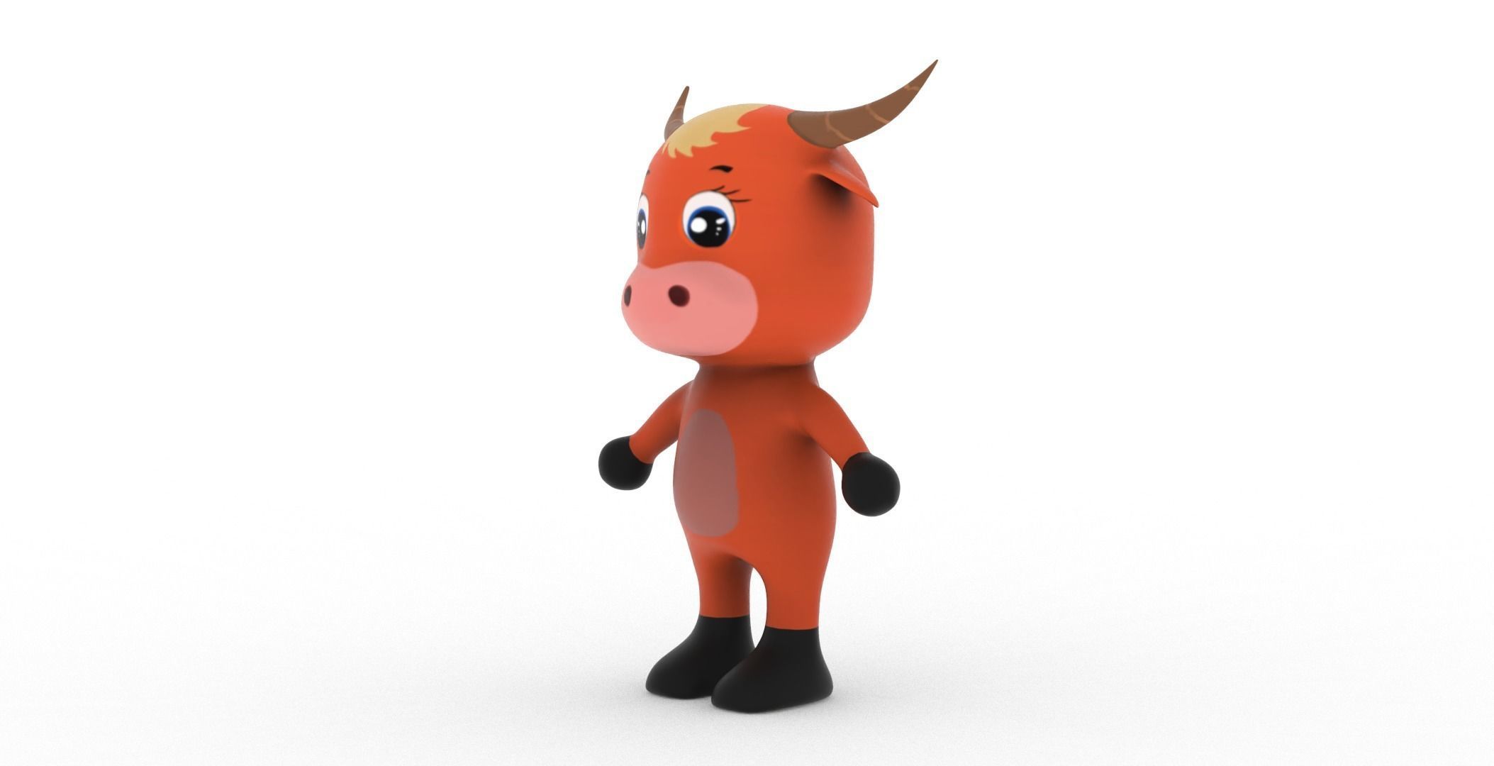 Character002 Animated Buffalo 3D Low-poly 3D model_11