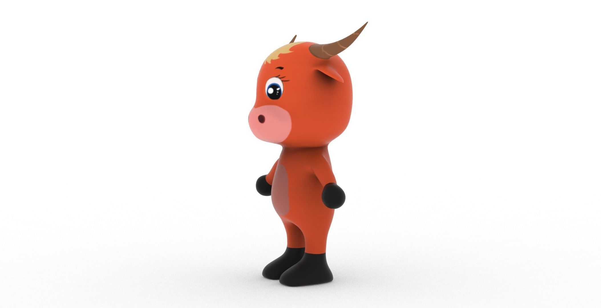 Character002 Animated Buffalo 3D Low-poly 3D model_13