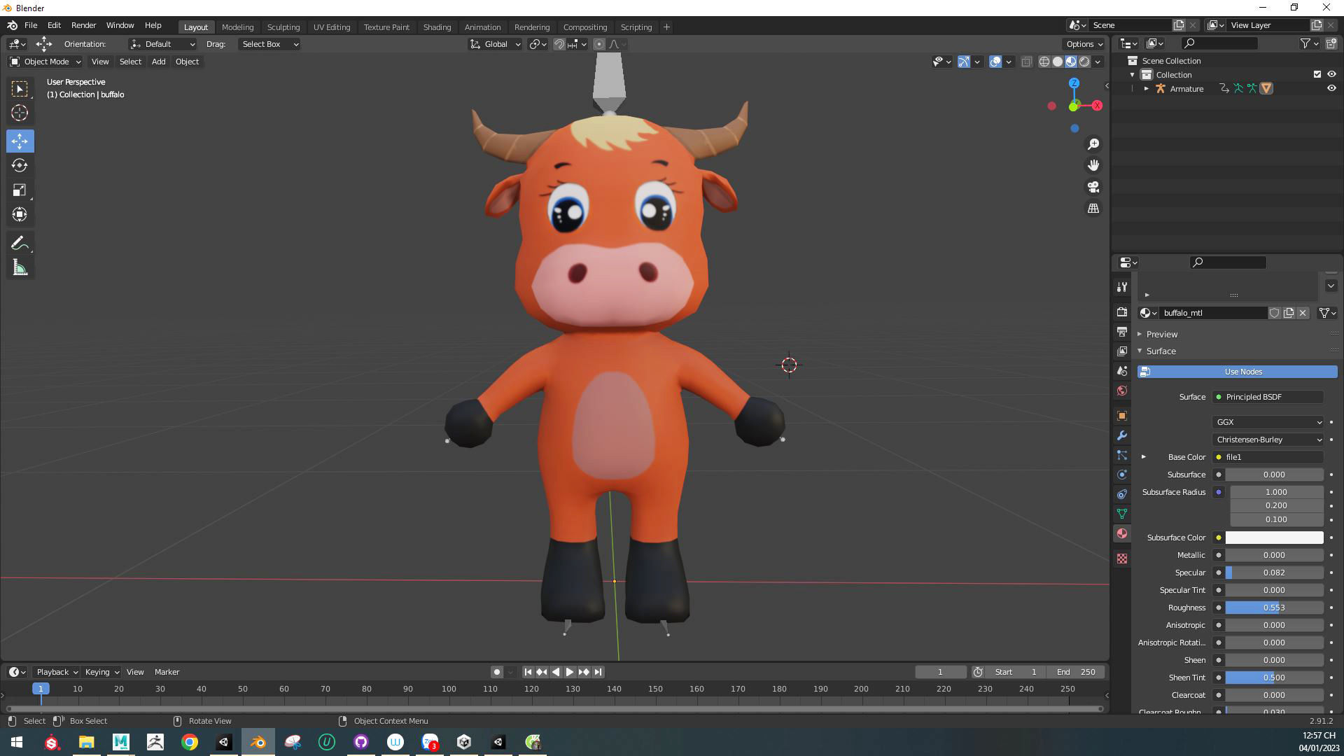 Character002 Animated Buffalo 3D Low-poly 3D model_5