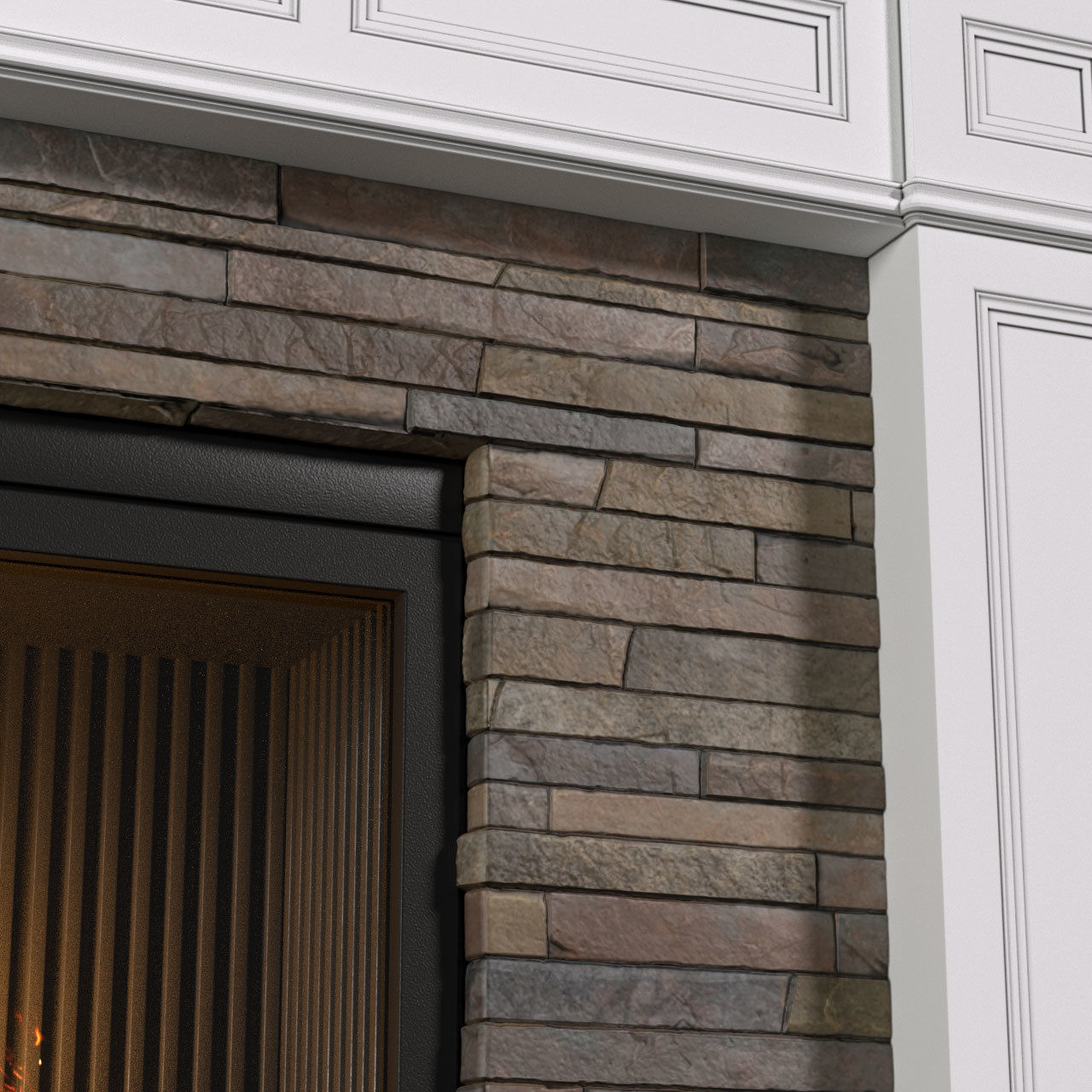 Fireplace modern ArtDeco with masonry 3D model_4