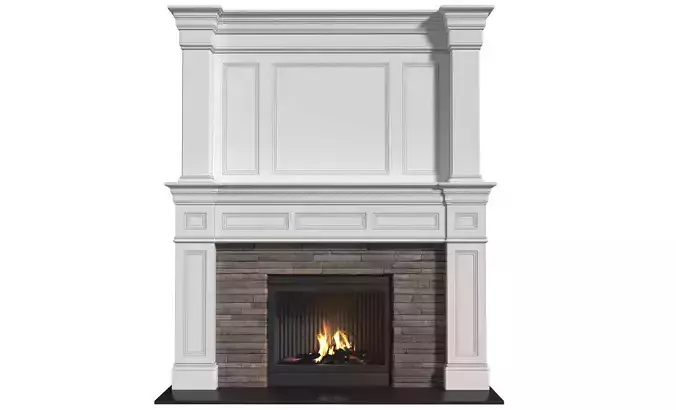 Fireplace modern ArtDeco with masonry 3D model