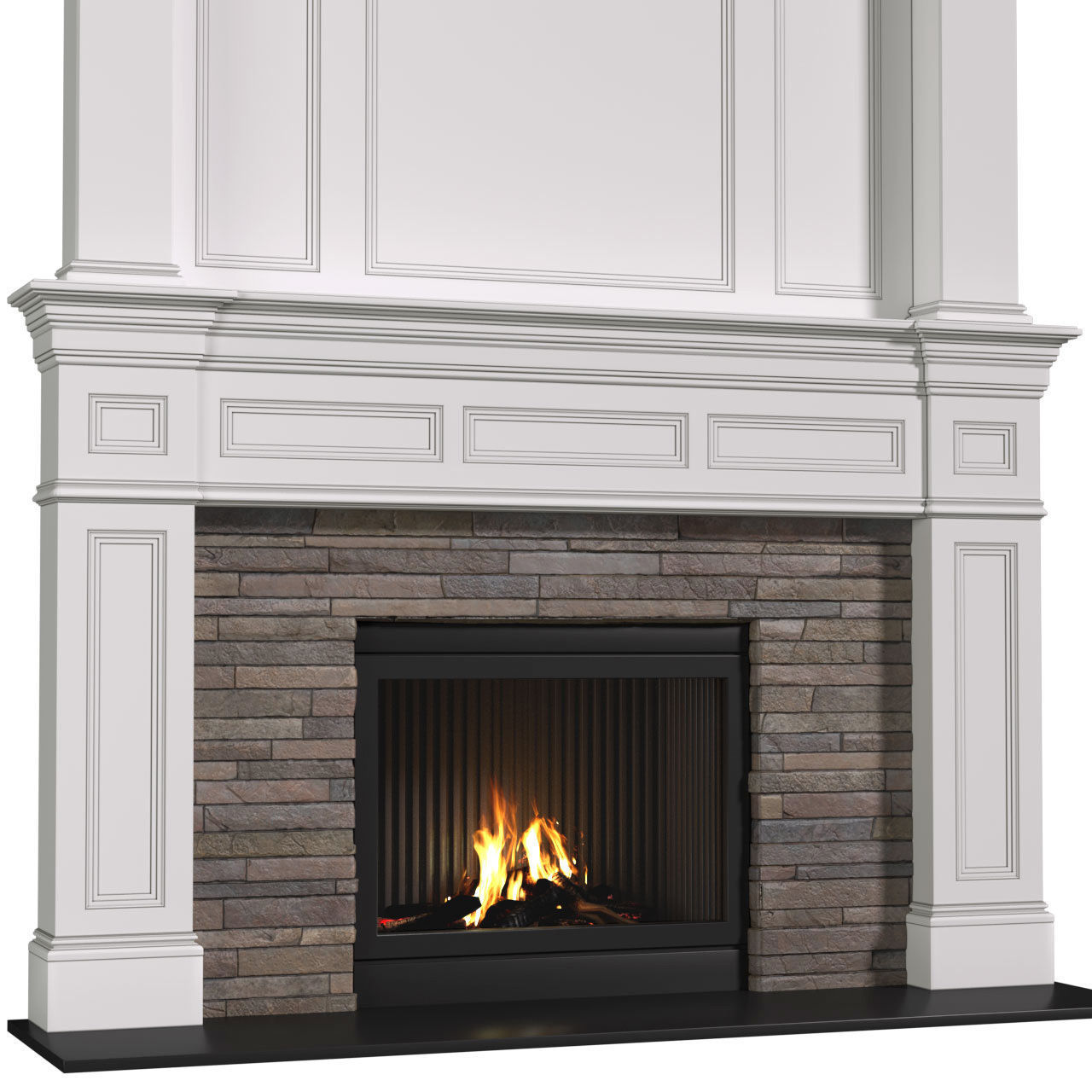 Fireplace modern ArtDeco with masonry 3D model_1