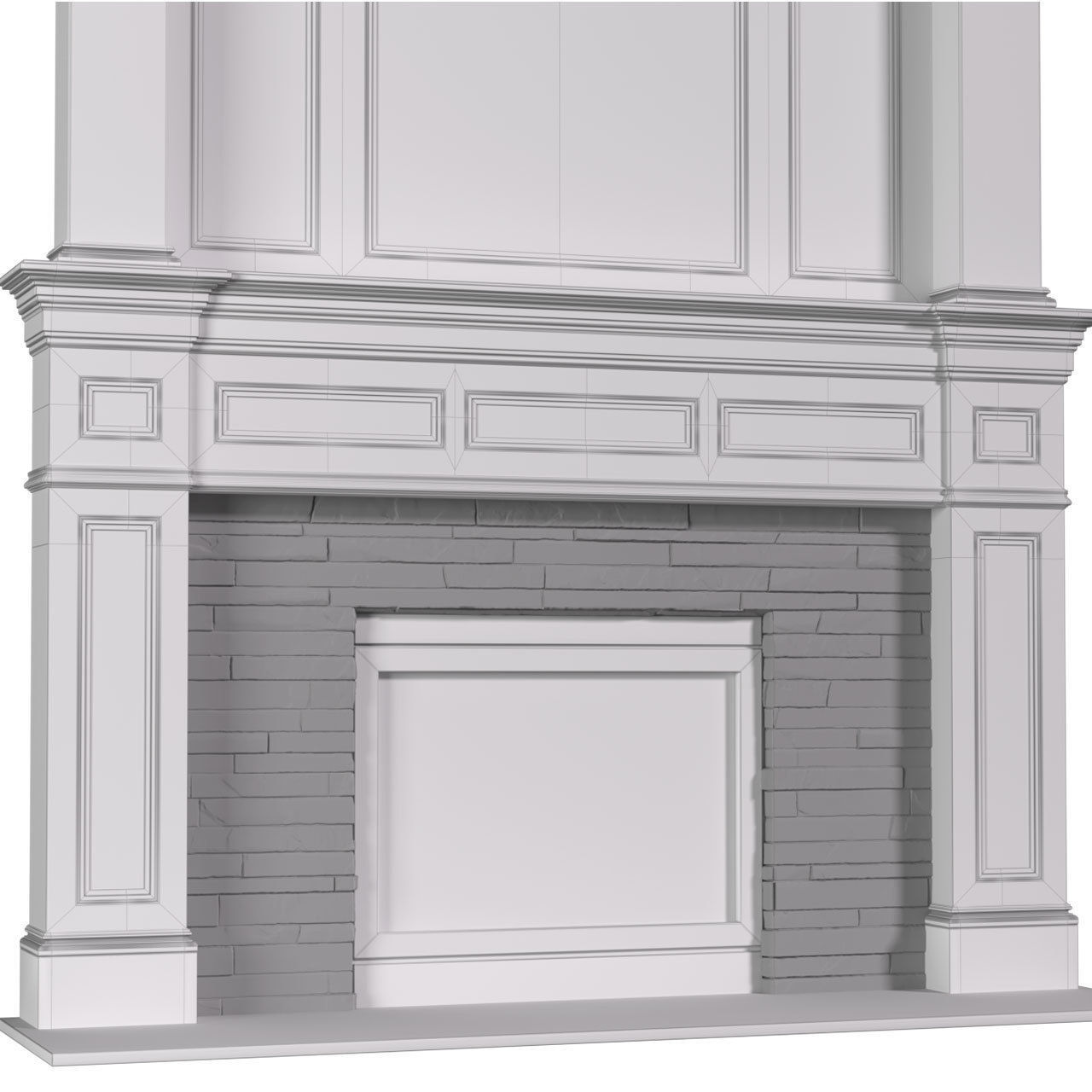 Fireplace modern ArtDeco with masonry 3D model_5