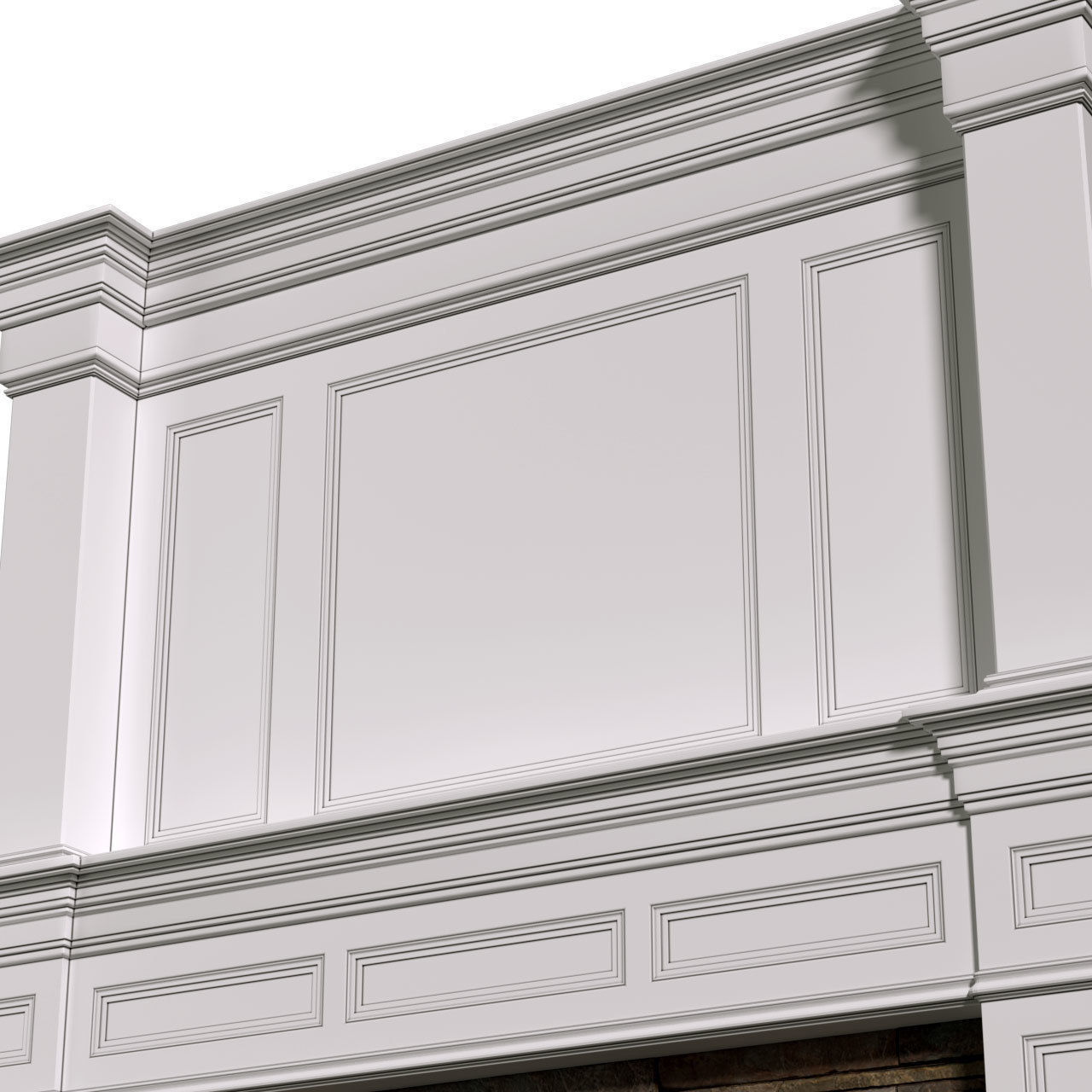 Fireplace modern ArtDeco with masonry 3D model_3