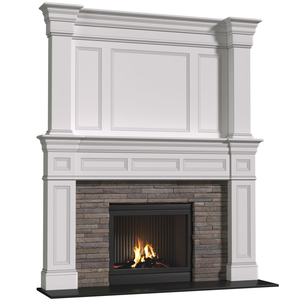 Fireplace modern ArtDeco with masonry 3D model_2