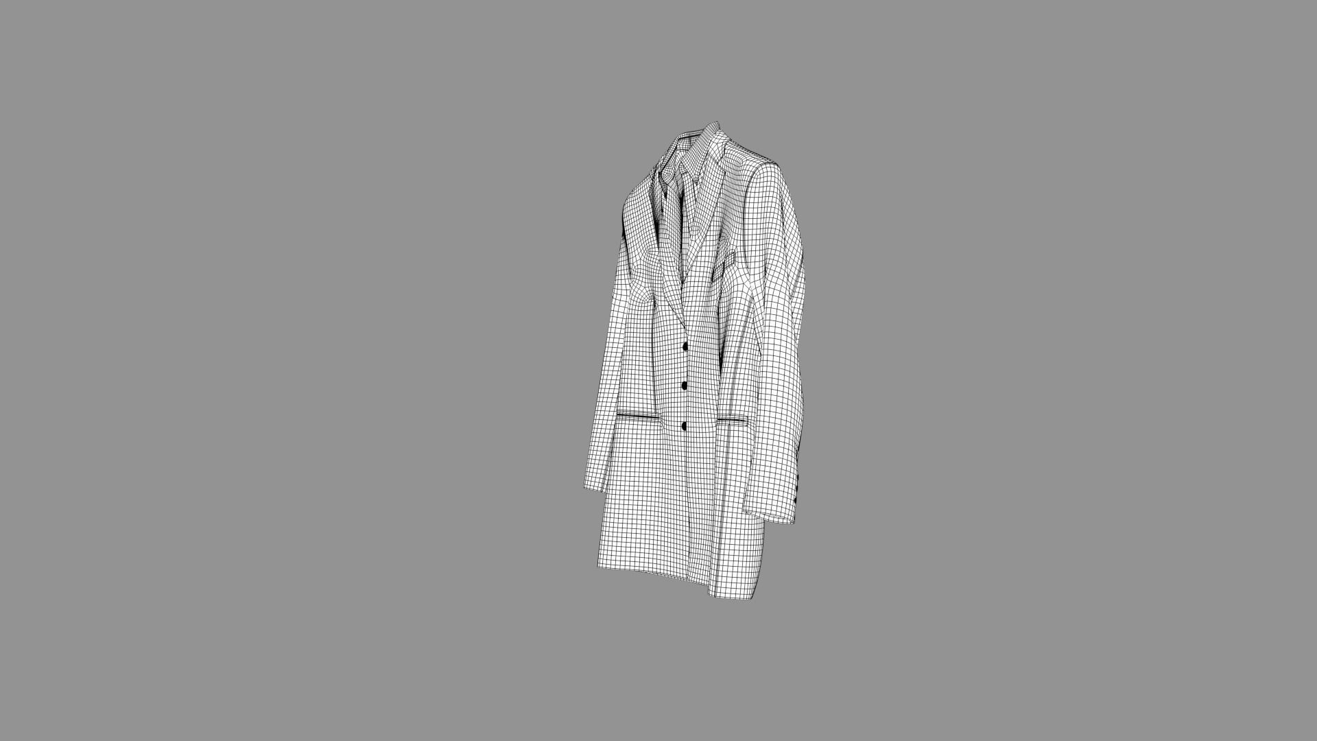 Trench Coat Suit 3D model_9