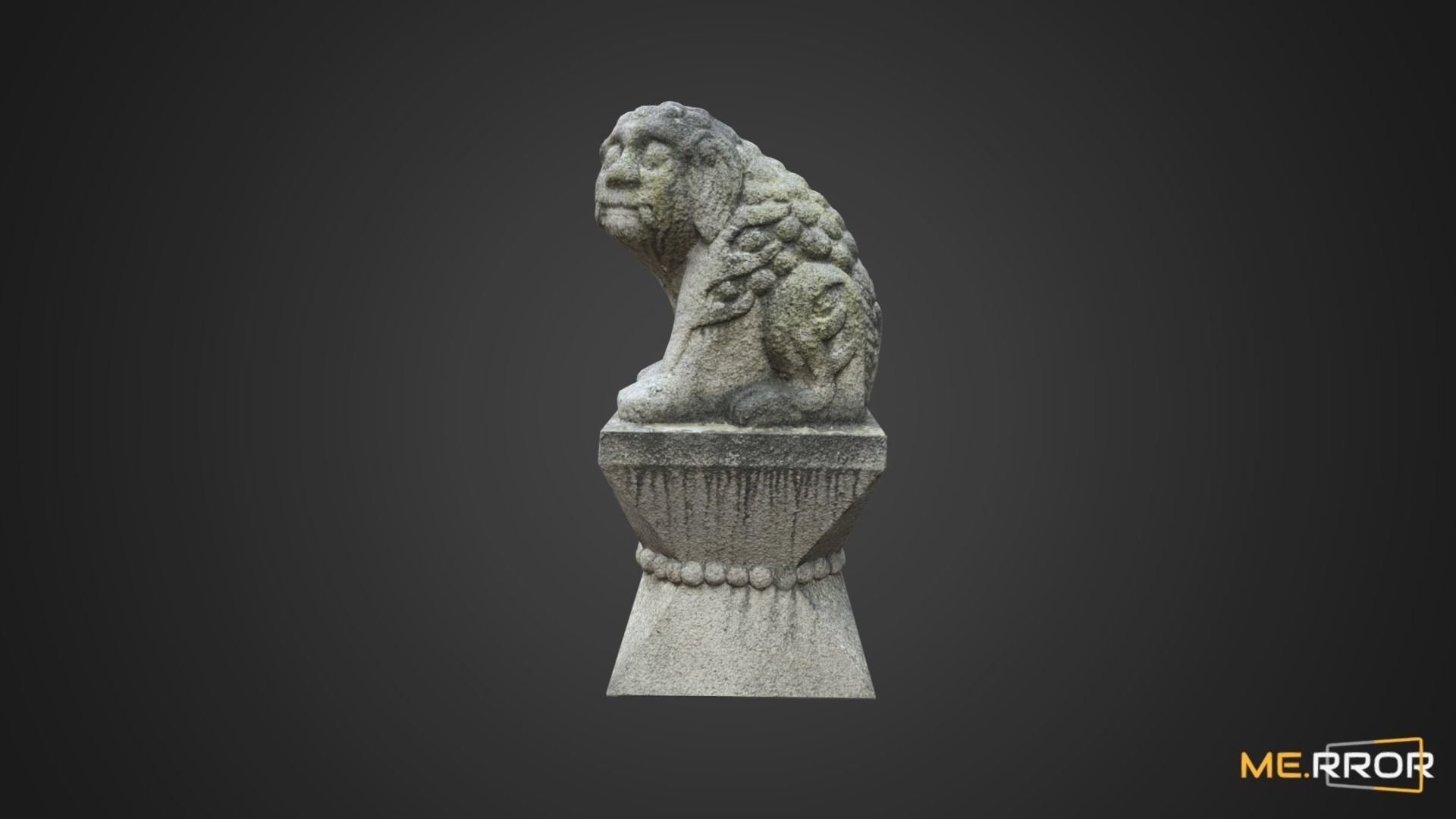 Game Ready Heatea Mythical Unicorn Lion Stone Statue Low-poly 3D model_1