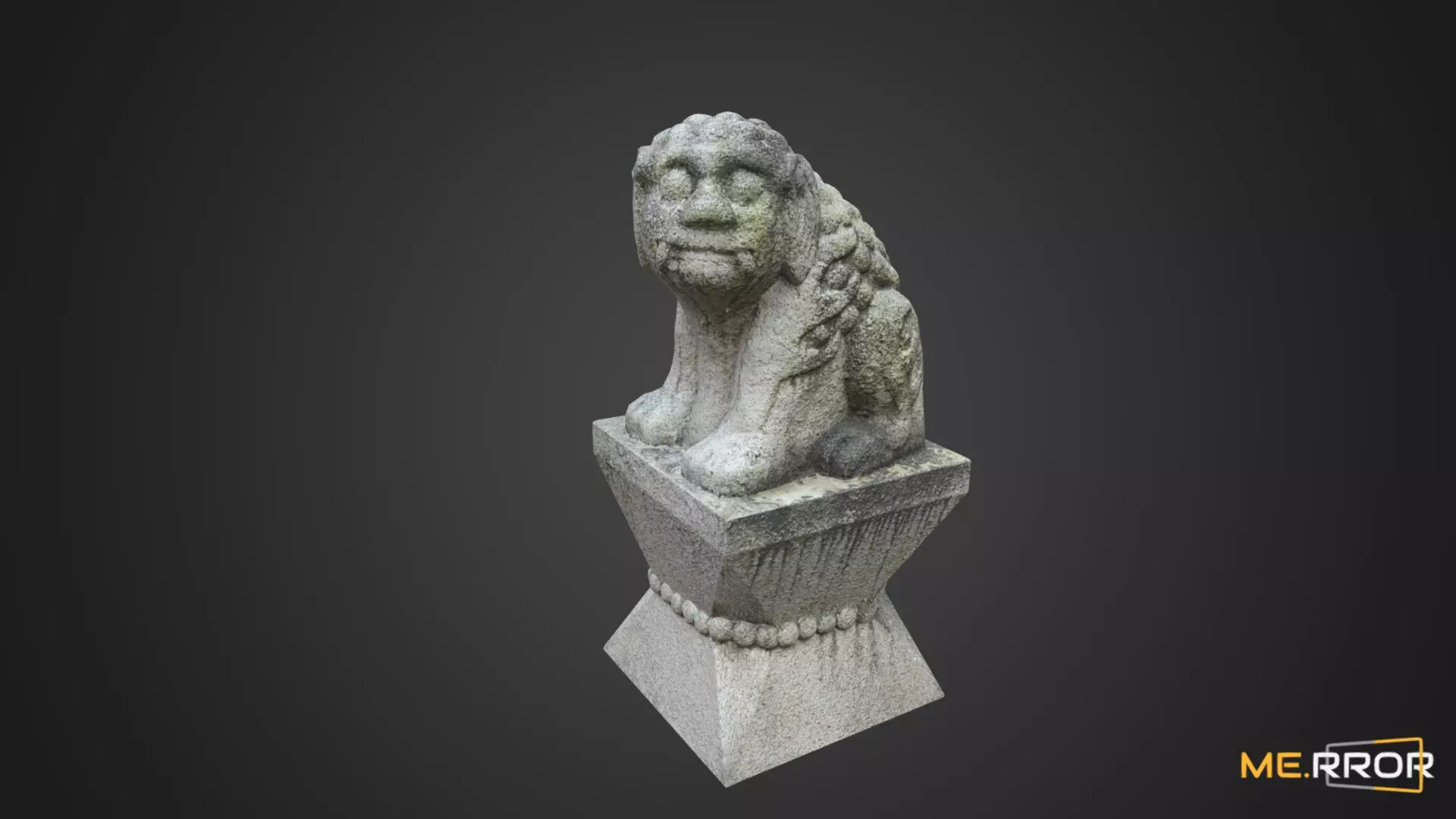 Game Ready Heatea Mythical Unicorn Lion Stone Statue Low-poly 3D model_0