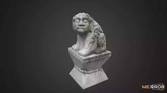 Game Ready Heatea Mythical Unicorn Lion Stone Statue Low-poly 3D model