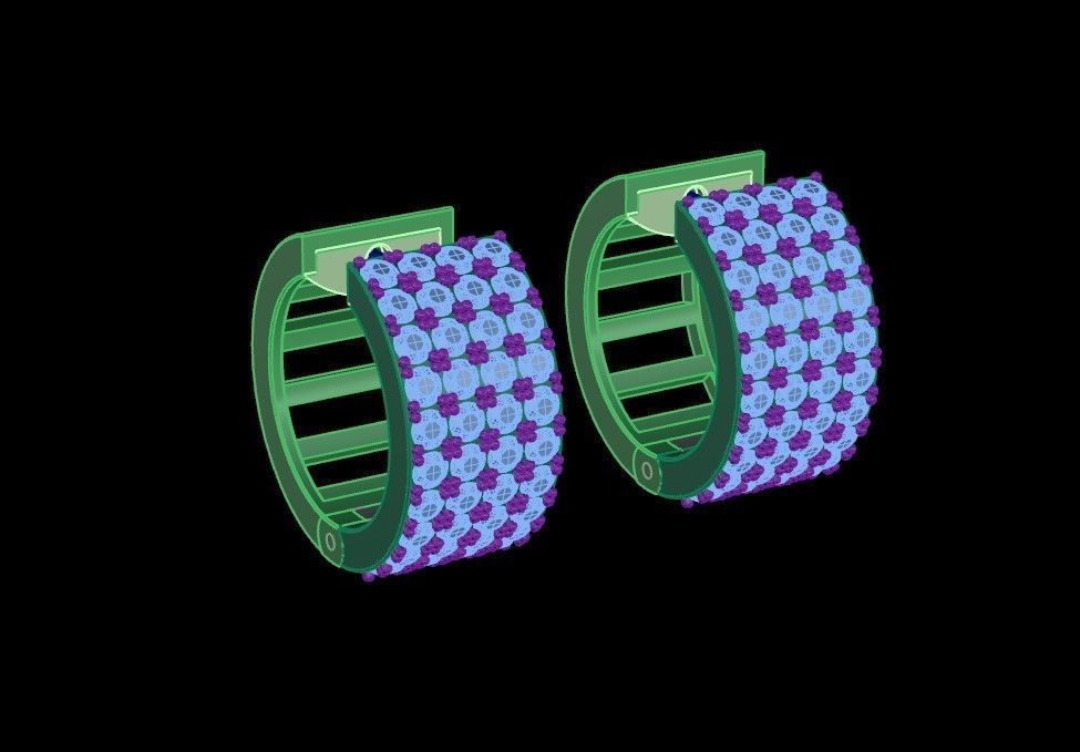 Gold Earring with 80 gems 3D print model_11