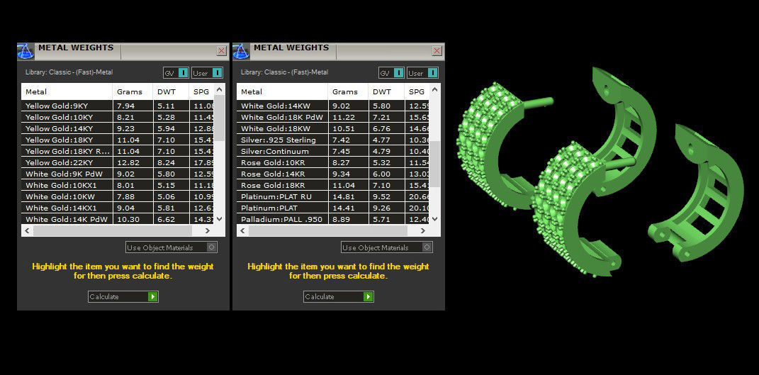 Gold Earring with 80 gems 3D print model_22