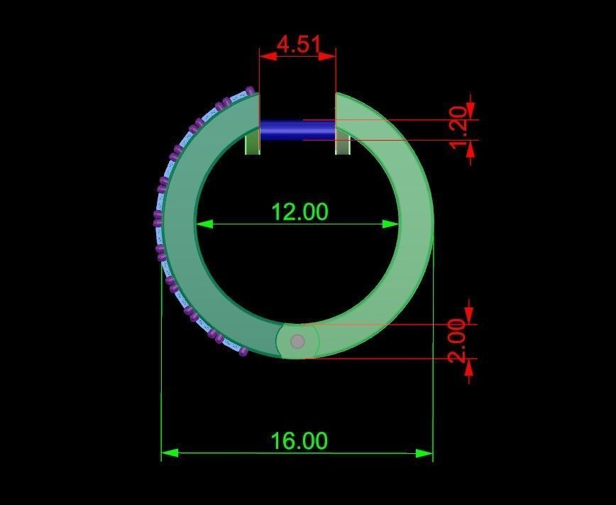 Gold Earring with 80 gems 3D print model_19