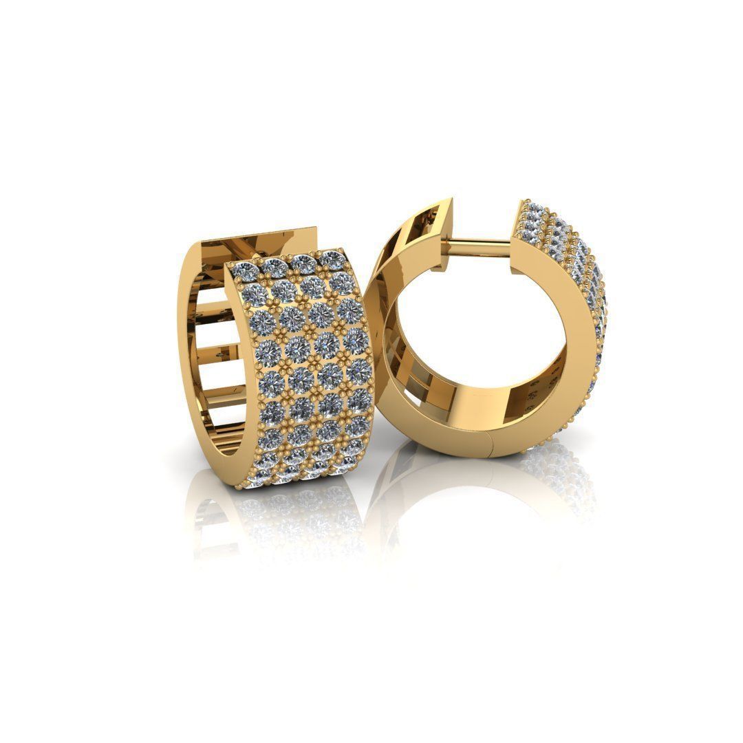 Gold Earring with 80 gems 3D print model_4