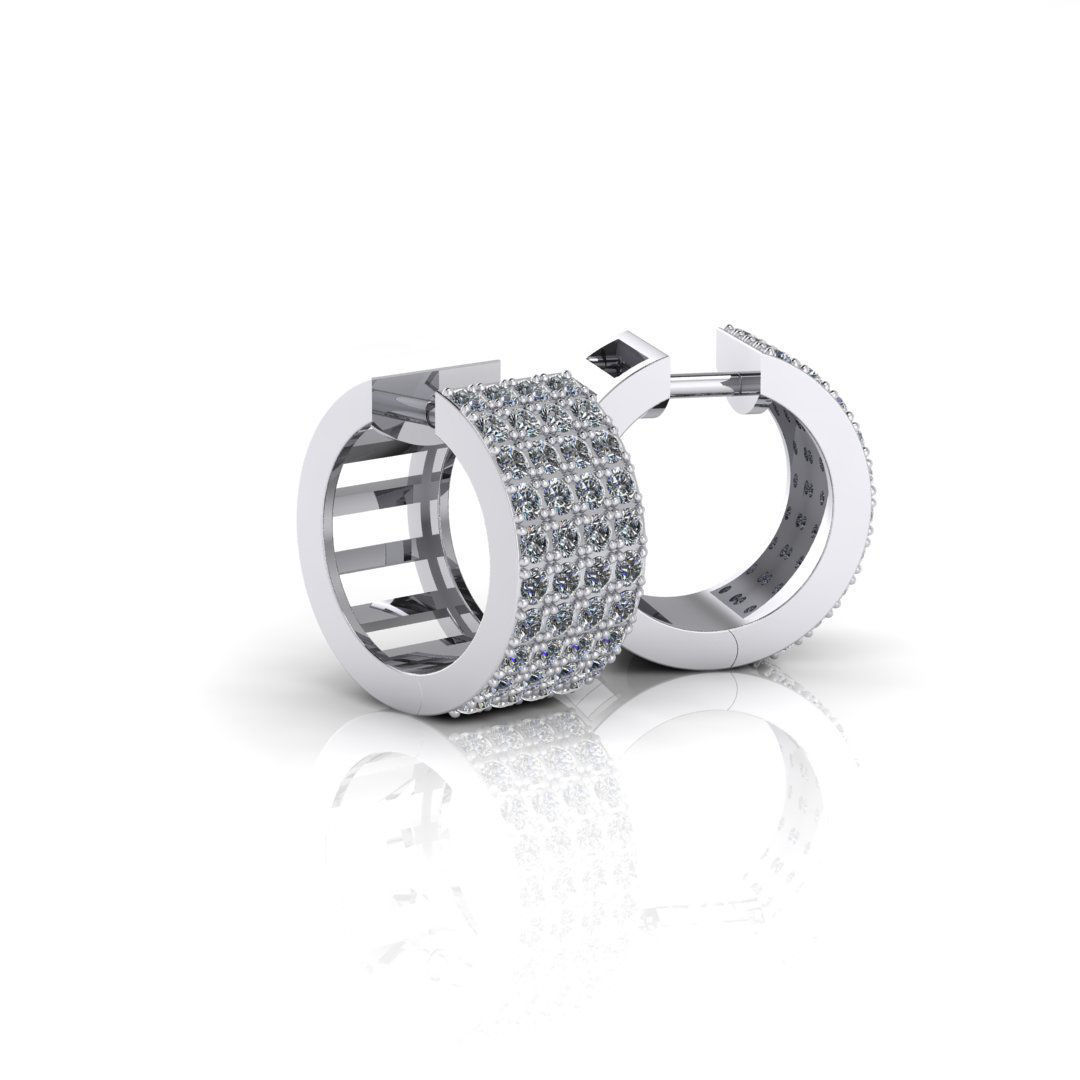 Gold Earring with 80 gems 3D print model_6