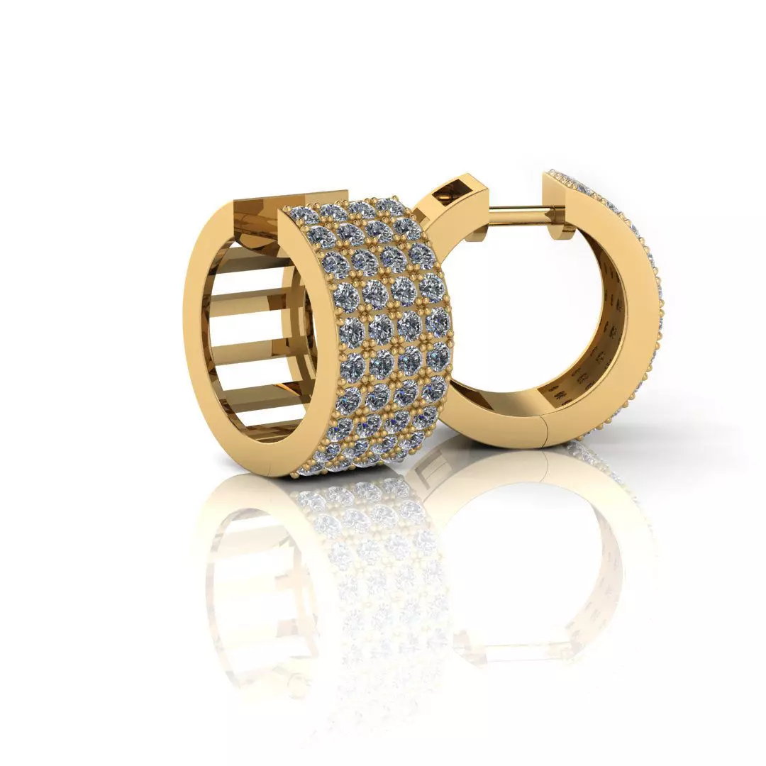 Gold Earring with 80 gems 3D print model_0