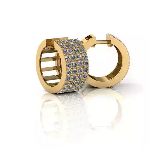 Gold Earring with 80 gems