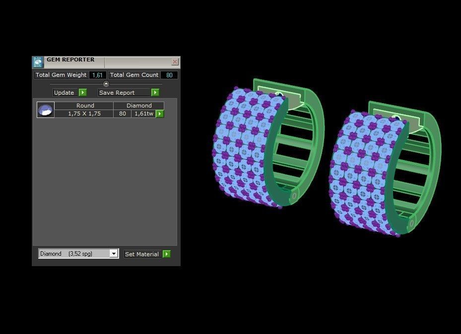 Gold Earring with 80 gems 3D print model_21