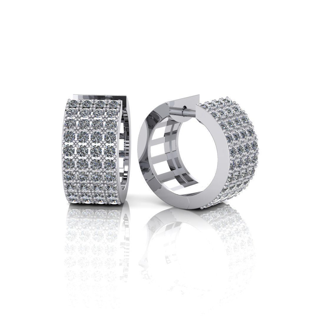 Gold Earring with 80 gems 3D print model_5