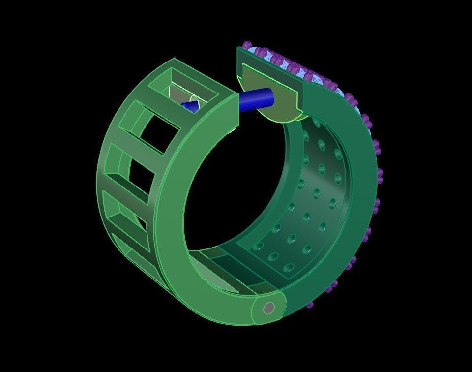 Gold Earring with 80 gems 3D print model_15