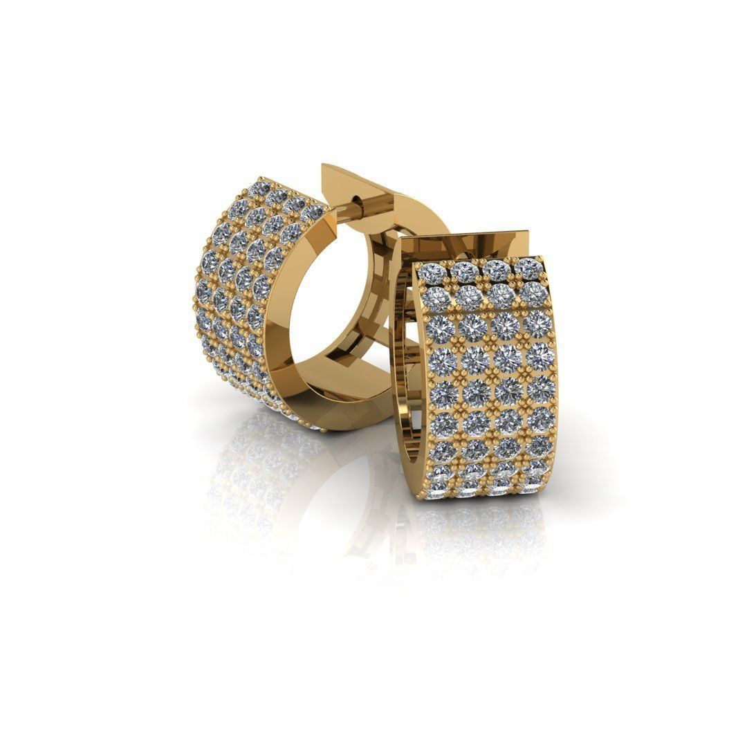 Gold Earring with 80 gems 3D print model_1