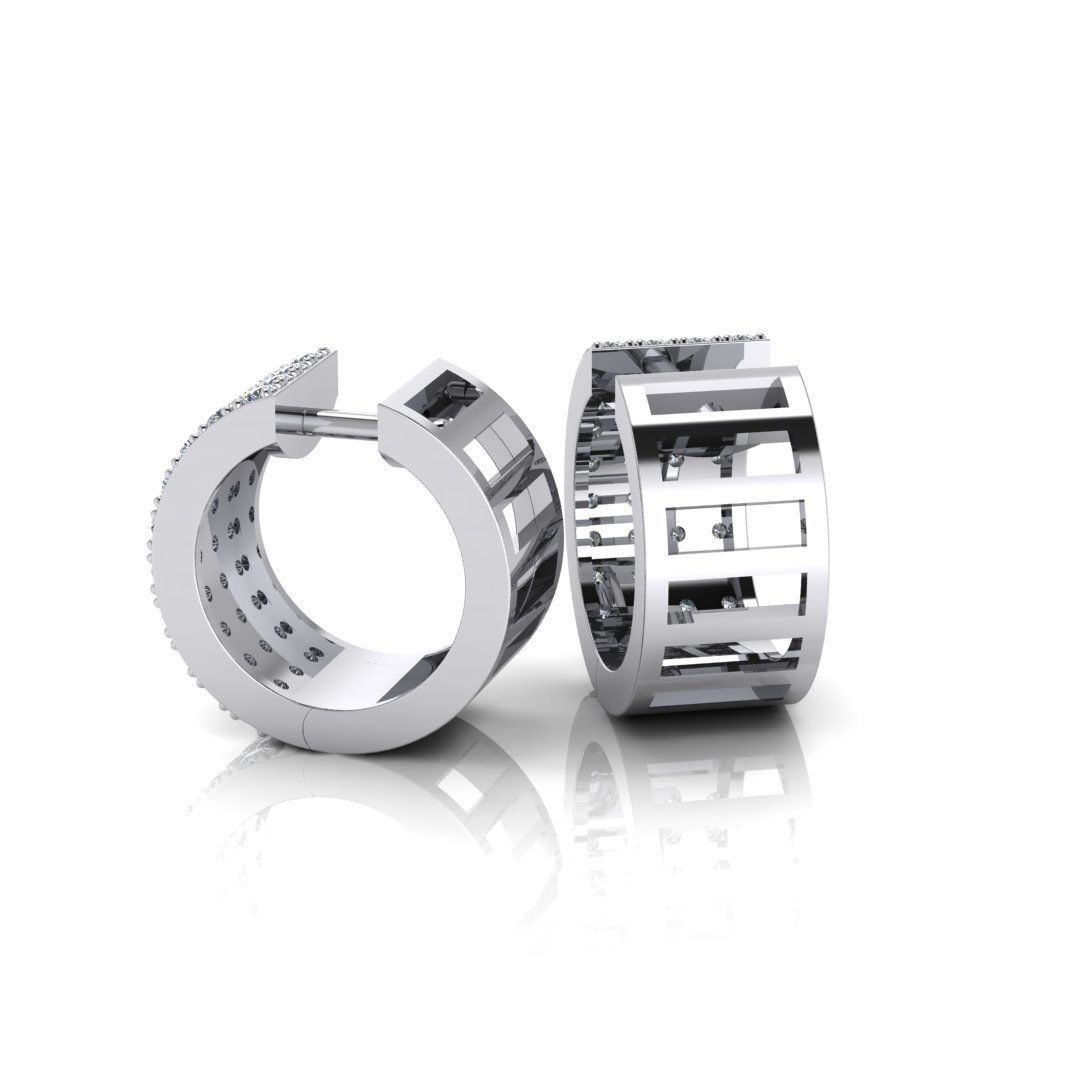 Gold Earring with 80 gems 3D print model_7