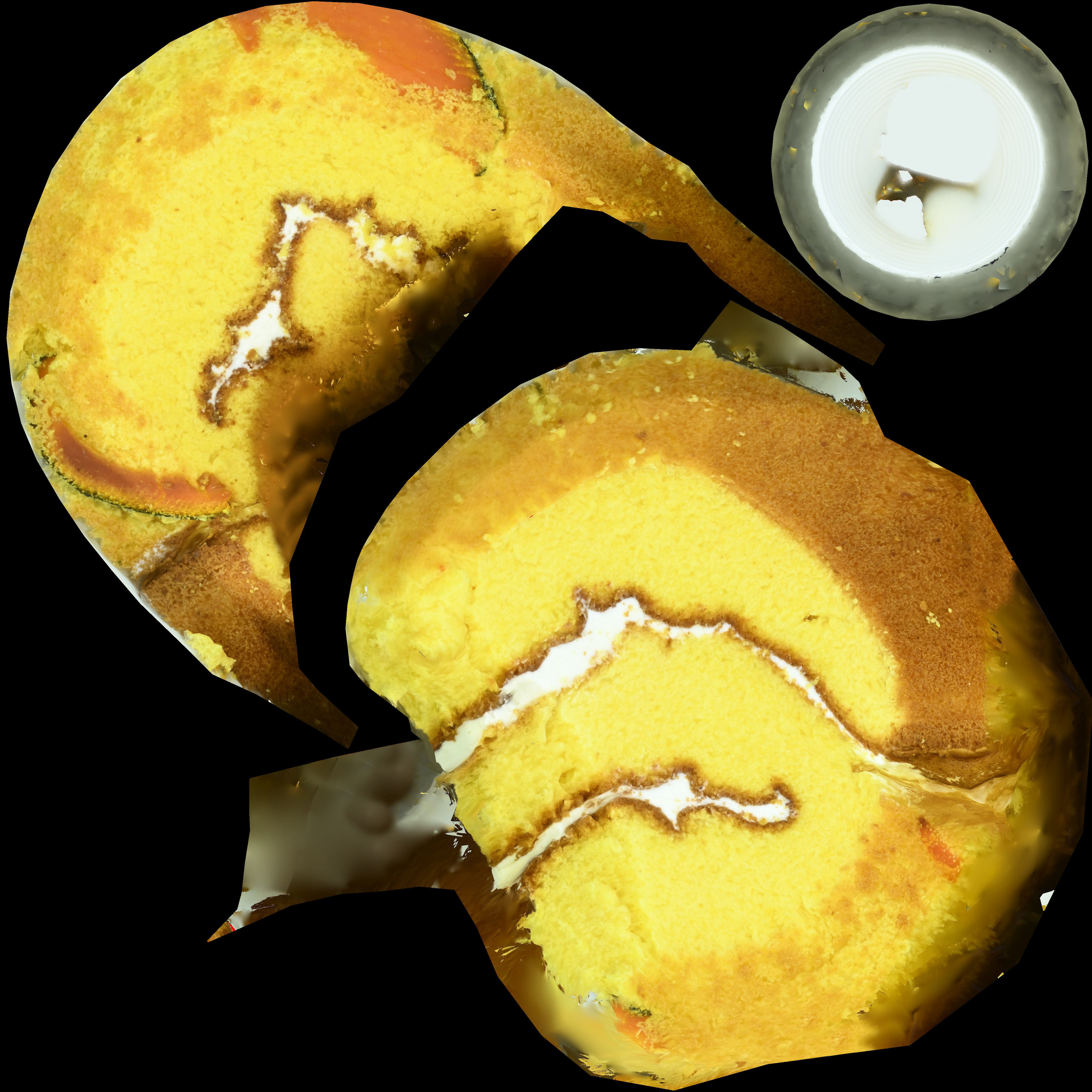 Game Ready Sweet Pumpkin roll Cake with One Bite Low-poly 3D model_19