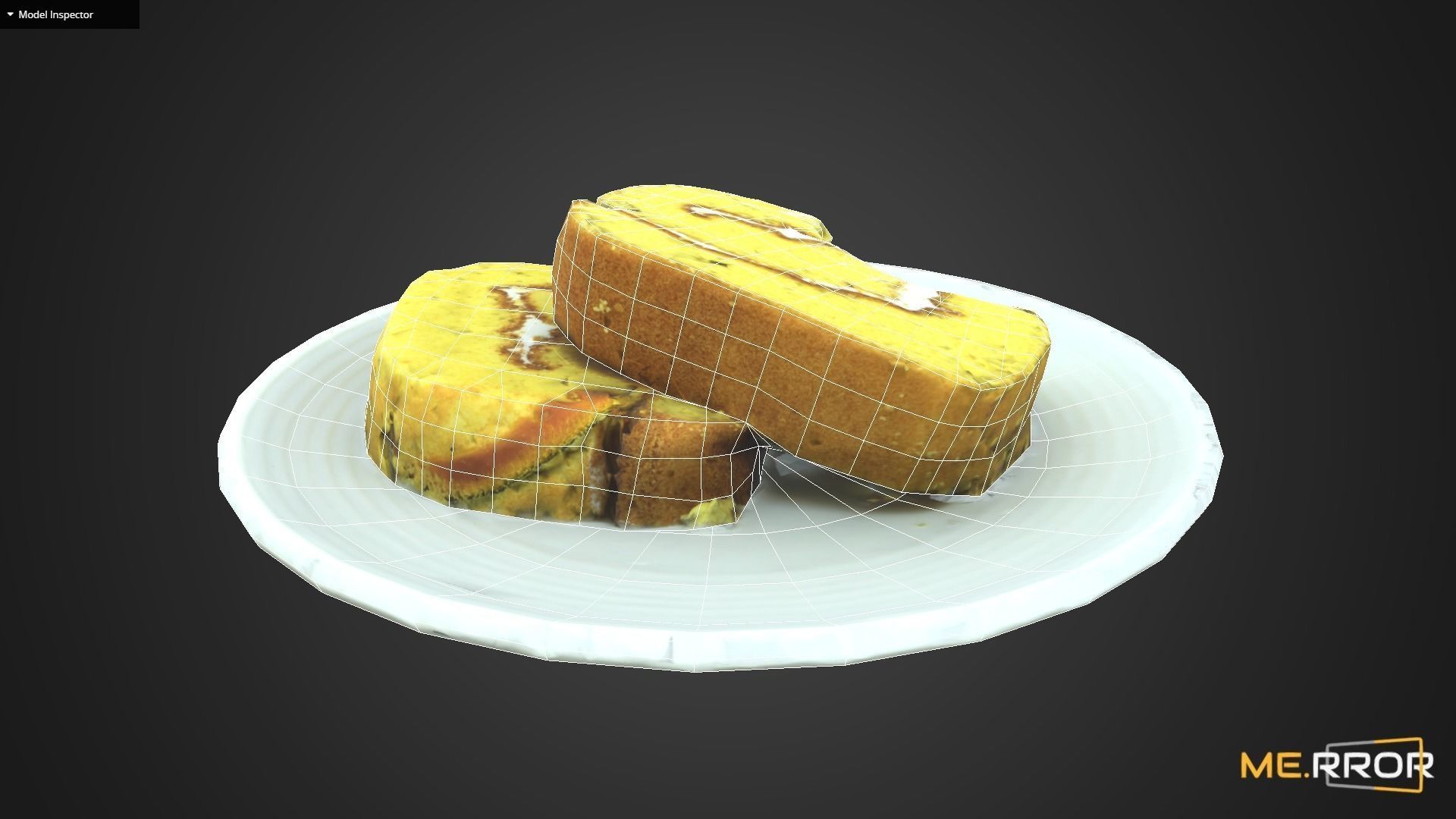 Game Ready Sweet Pumpkin roll Cake with One Bite Low-poly 3D model_10