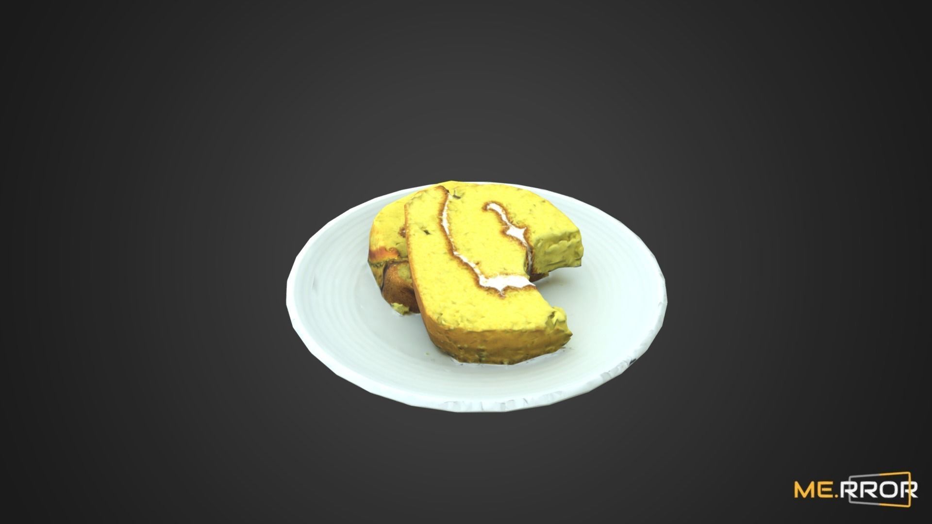 Game Ready Sweet Pumpkin roll Cake with One Bite Low-poly 3D model_3