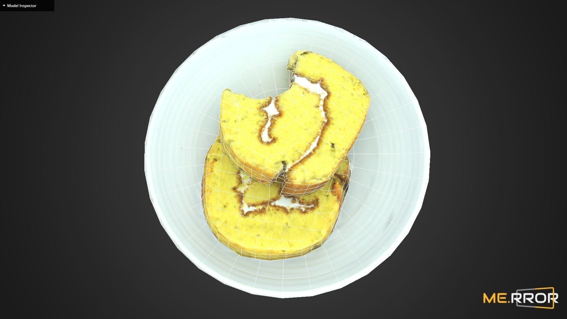 Game Ready Sweet Pumpkin roll Cake with One Bite Low-poly 3D model_12