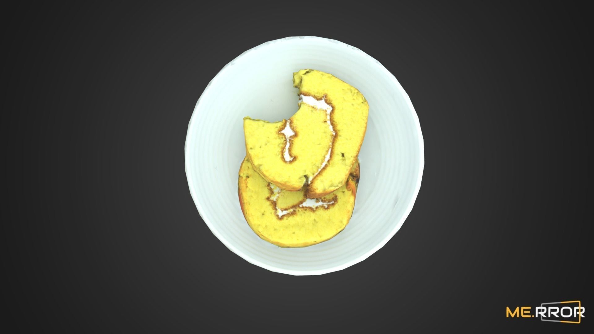 Game Ready Sweet Pumpkin roll Cake with One Bite Low-poly 3D model_5