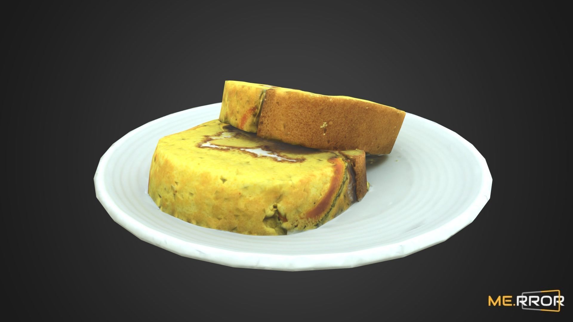 Game Ready Sweet Pumpkin roll Cake with One Bite Low-poly 3D model_9