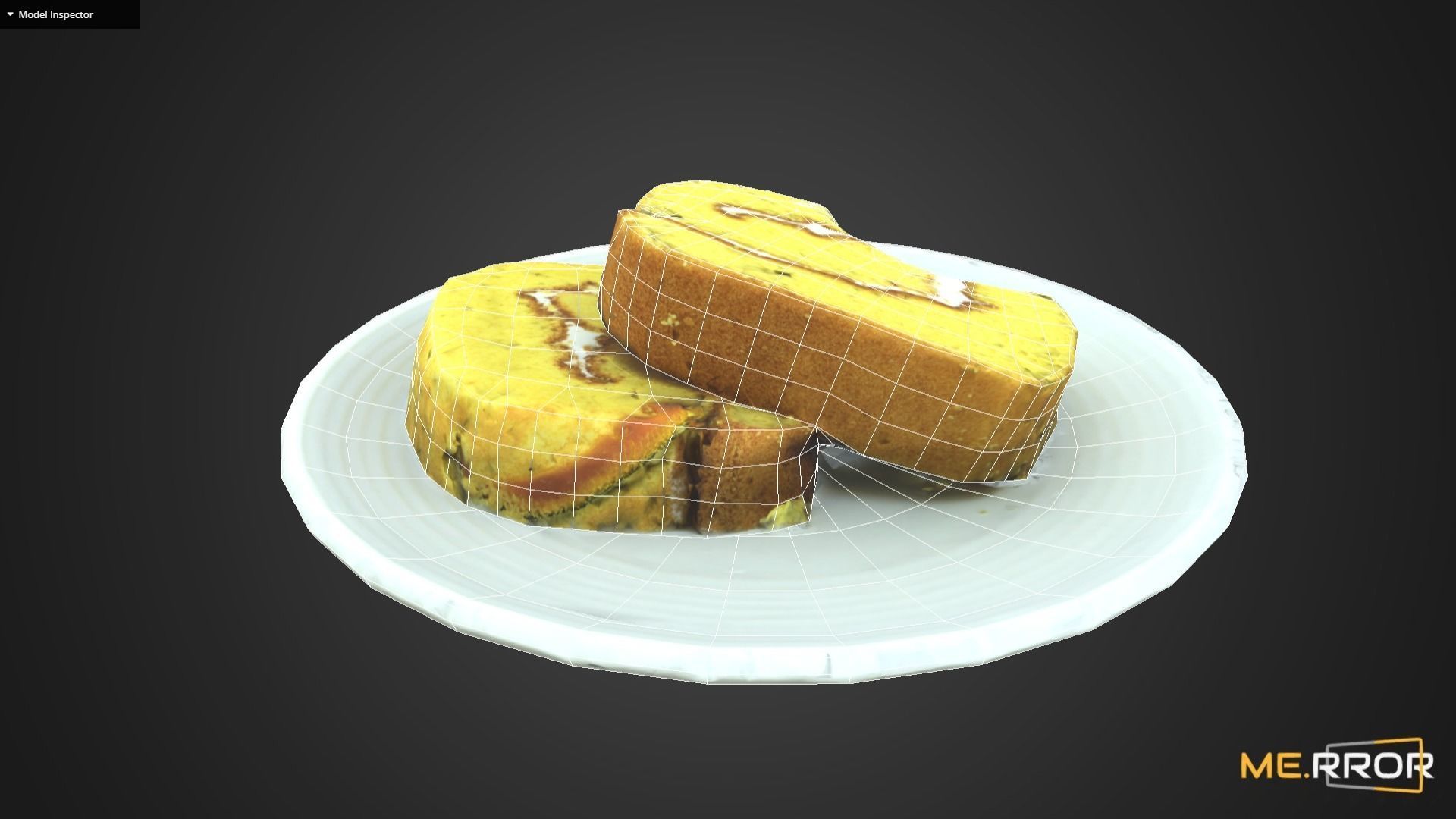 Game Ready Sweet Pumpkin roll Cake with One Bite Low-poly 3D model_13
