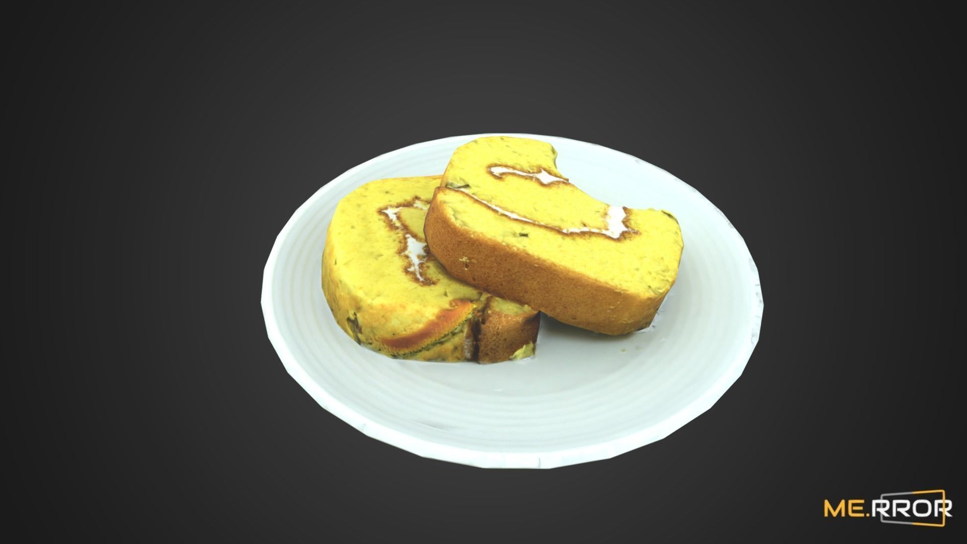 Game Ready Sweet Pumpkin roll Cake with One Bite Low-poly 3D model_6